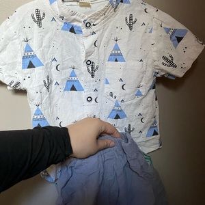 Cactus print short sleeve and pant set